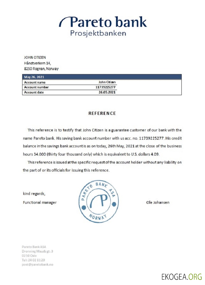Norvège , Pareto , reference